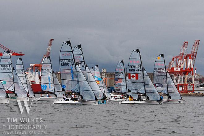 Sonars with dark sky - 2014 IFDS World Championship © Tim Wilkes